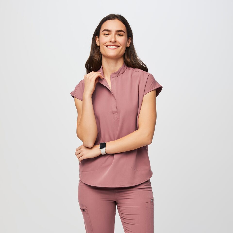 Women's Rafaela™ Oversized Scrub Top Mauve · FIGS