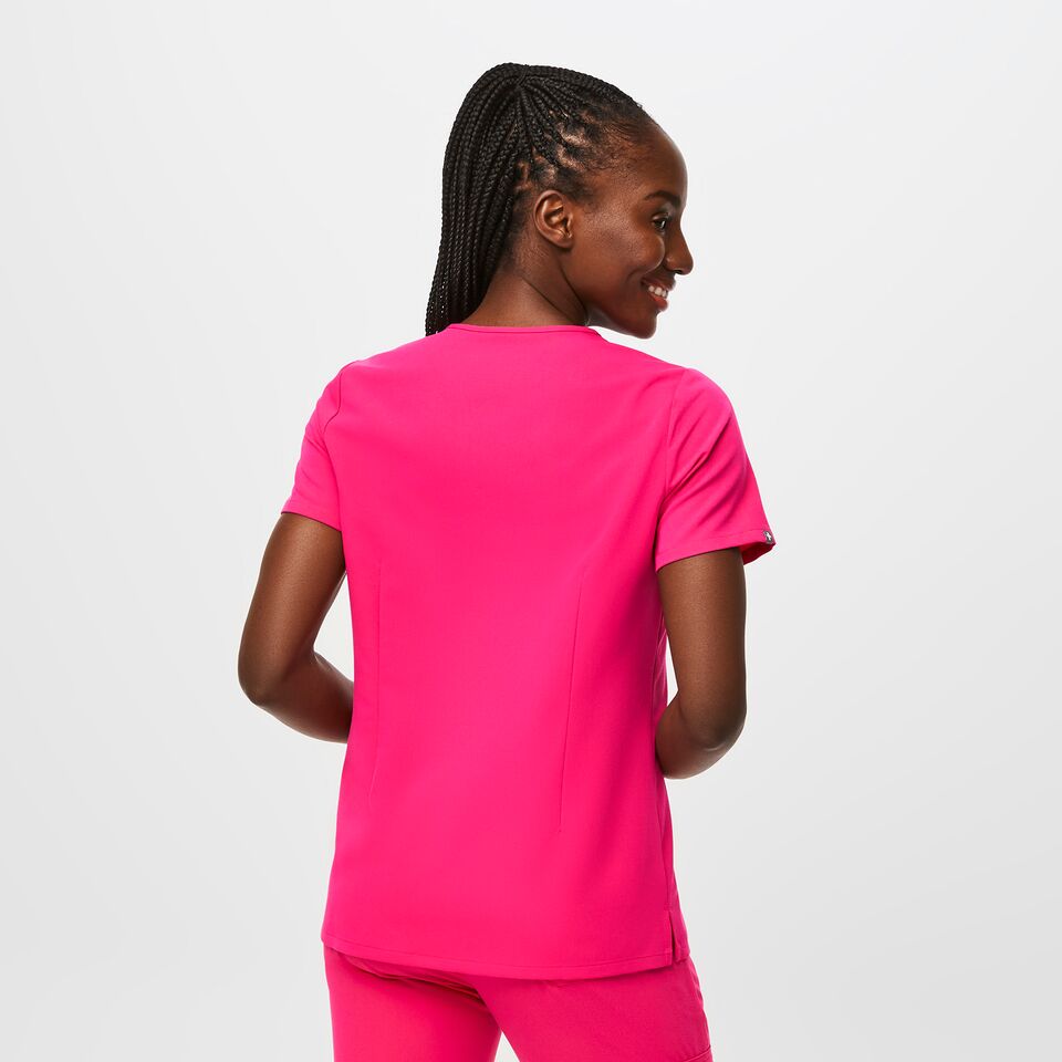 Women's Catarina OnePocket Scrub Top Shocking Pink · FIGS