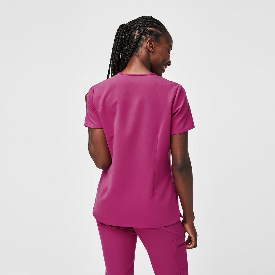 Women's Catarina OnePocket Scrub Top Raspberry Sorbet · FIGS