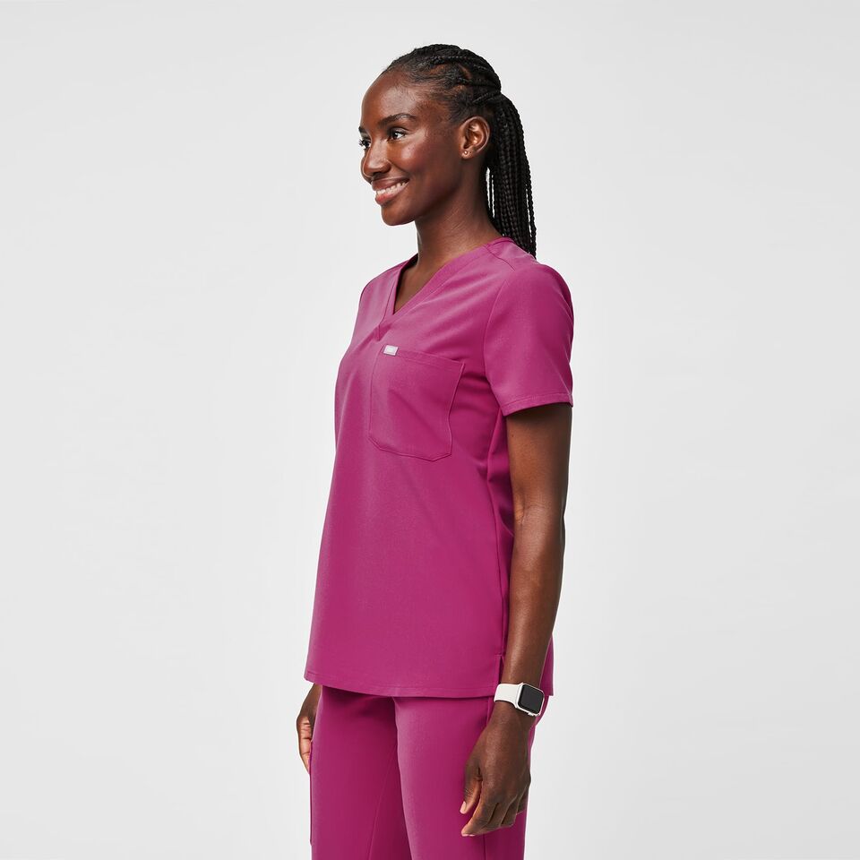 Women's Catarina OnePocket Scrub Top Raspberry Sorbet · FIGS